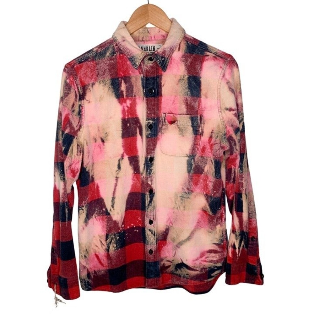 Franklin Flannels vintage upcycled bleached buffalo plaid flannel small